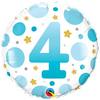 18 inch-es 4-es Számos Pöttyös Kék Age 4 Blue Dots Fólia Lufi 