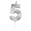 5-ös Metál Ezüst Szülinapi Számgyertya