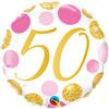 18 inch-es 50-es Pink & Gold Dots Szülinapi Számos Fólia Lufi