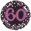32 inch-es 3D - Sparkling Birthday 60 Pink Super Shape Fólia Lufi