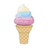 60 inch-es Happy Birthday Ice Cream Fólia Lufi