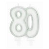 80-as Ezüst Fehér Szülinapi Parti Számgyertya
