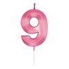 9-es Metál Rózsaszín Szülinapi Számgyertya