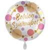 17 inch-es Arany Pink Pöttyös Szülinapi Fólia Lufi