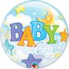 22 inch-es Baby Boy Moon és Stars Bubble Bébi Héliumos Lufi Babaszületésre