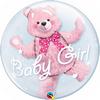 24 inch-es Baby Pink Bear Double Bubble Héliumos Lufi Babaszületésre