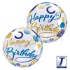 22 inch-es Birthday Blue & Gold Dots Szülinapi Bubble Lufi