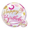22 inch-es Birthday Pink & Gold Dots Szülinapi Bubble Lufi