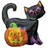 Black Cat & Pumpkin Holografikus Super Shape Fólia Lufi Halloween-re