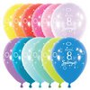 11 inch-es Boldog 8. Szülinapot Assortment Szülinapi Lufi (6 db/csomag)