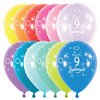 11 inch-es Boldog 9. Szülinapot Assortment Szülinapi Lufi (6 db/csomag)