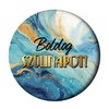 Boldog Szülinapot Kék Márvány Mintás Szülinapi Kitűző - 5,5 cm