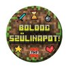 Boldog Szülinapot Pixel Mintás Szülinapi Kitűző - 5,5 cm