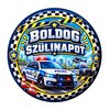 Boldog Szülinapot Rendőrautó Szülinapi Kitűző - 5,5 cm