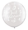 30 inch-es Just Married Butterflies-A-Round Pearl White Lufi (2 db/csomag)