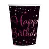 Happy Birthday Csillagos Pink Fekete Parti Pohár - 250 ml, 8 db-os