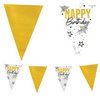 Happy Birthday Fehér Arany Fényes Zászlófüzér - 6 m