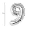 Hatalmas Számos Ezüst 9-es Héliumos Lufi, 86 cm