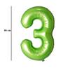 Hatalmas Számos Zöld 3-as Héliumos Lufi, 86 cm