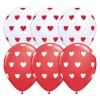 11 inch-es Big Hearts Red and White Szives Lufi (50 db/csomag)
