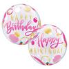 22 inch-es Birthday Pink & Gold Dots Szülinapi Bubble Lufi