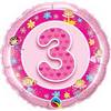 18 inch-es Rózsaszín - Age 3-as Pink Fairies Szülinapi Számos Héliumos Fólia Lufi