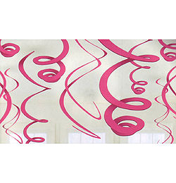 Rózsaszín Spirális Függő Dekoráció - 56 cm, 12 db-os