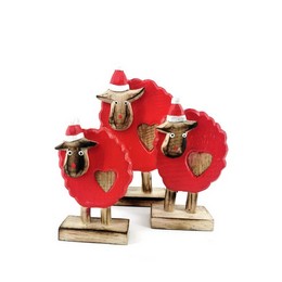 Suci Karácsonyi Dekoráció - Bárányok - 3 db, Piros