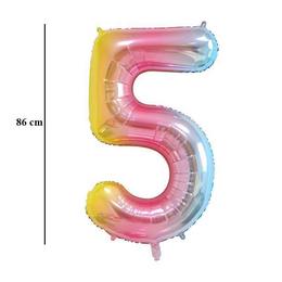 Hatalmas Számos Színes - Rainbow 5-ös Héliumos Lufi, 86 cm