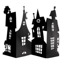Fekete Szellemház Papír Asztal Dekoráció Halloween-re