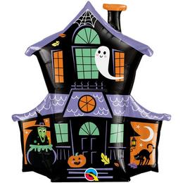 Szellemház - Haunted House Héliumos Fólia Lufi Halloween-re, 94 cm