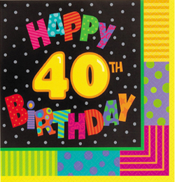 Infinite Birthday Szülinapi 40-es Parti Szalvéta - 33 cm x 33 cm, 16 db-os