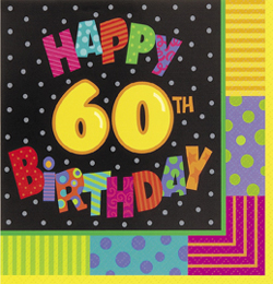 Infinite Birthday Szülinapi 60-as Parti Szalvéta - 33 cm x 33 cm, 16 db-os