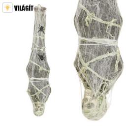 Világító Függő Csontváz Pókhálóban Dekoráció, 120 cm-es